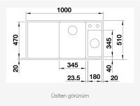 BLANCO AXIA III 6 S Cam Kesme Tahtalı Sol Damlalıklı Silgranit Alu Metallic Eviye - 3