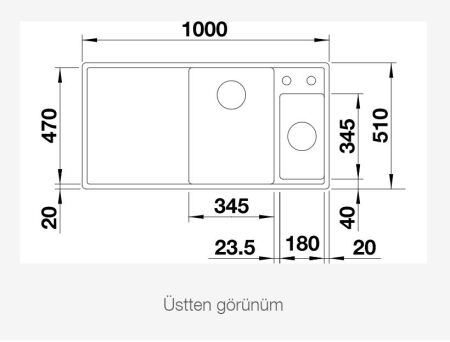 BLANCO AXIA III 6 S Cam Kesme Tahtalı Sol Damlalıklı Silgranit Anthracite Eviye - 5