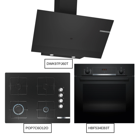 Bosch Ankastre Set HBF534EB3T, POP7C6O12O,DWK97PJ60T - 1