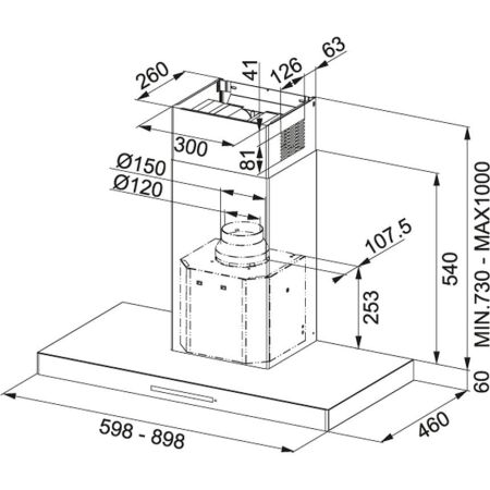 Franke Crystal FCR 925 I TC BK XS Ada Davlumbaz,İnox - 2