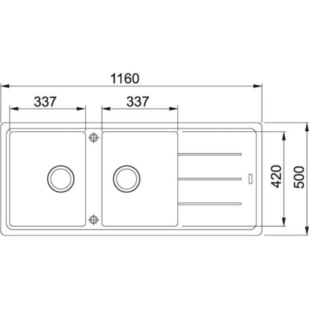 Franke Basis BFG 621-116 Granit Evye, 2 Gözlü, Damlalıklı, Tezgah Üstü, Bianco - 2