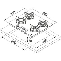 Franke Mythos FHCR 604 4G HE BK C Ankastre cam ocak, 4 Gözlü, Siyah, 60 Cm - 2