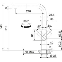 Franke MYTHOS DOCCIA STEEL BLACK Evye Armatürü, Spiralli , Siyah - 2