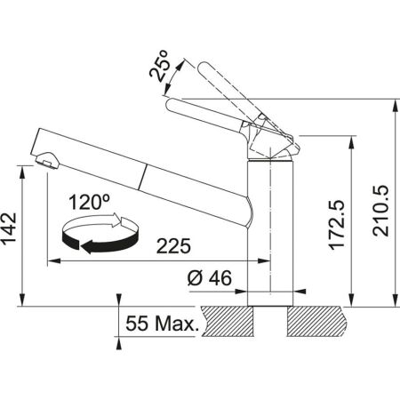 Franke Orbit Doccia Spiralli Armatür, Tek Kumandalı, Krom - 2