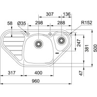 Franke Spark SKX 651-E Çelik Köşe Evye, 1.5 Gözlü, Damlalıklı - 2