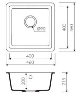 Marmorin FADO 460 Metalik Siyah P_Z_030_10_0460_3eec62 Granit Evye 1 Gözlü Damlalıksız - 6