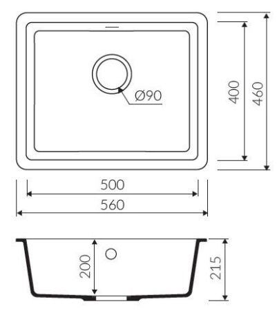 Marmorin FADO 560 Metalik Siyah P_Z_030_10_0560_5c92a2 Granit Eviye 1 Gözlü Damlalıksız - 2