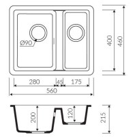 Marmorin FADO 560 Metalik Siyah P_Z_030_50_0560_df4fc2 Evye 1,5 Gözlü Damlalıksız - 2