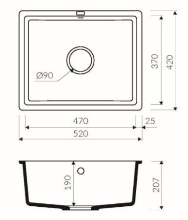 Marmorin LANDO 520 Metalik Siyah P_Z_049_10_0520_a81672 Granit Evye 1 Gözlü Damlalıksız - 2