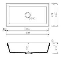 Marmorin OLWIN II 870 Metalik Siyah P_Z_063_10_0870_7b8fd2 Granit Evye 1 Gözlü Damlalıksız Evye - 3