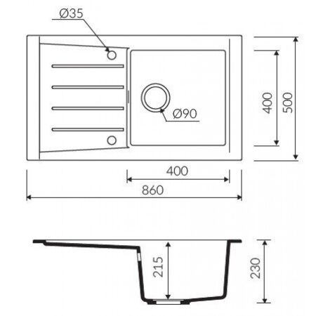 Marmorin PROFIR 860 Metalik Siyah P_Z_071_11_0860_8a0072 Granit Evye 1 Gözlü Damlalıklı - 2