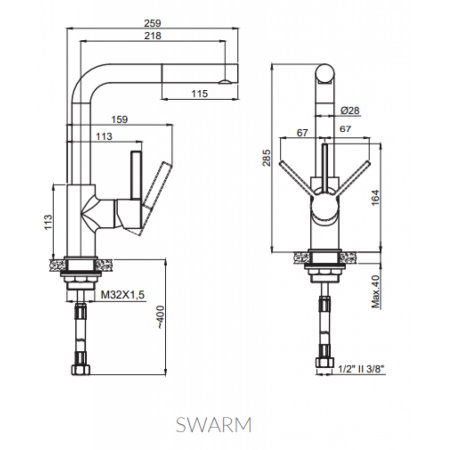 Marmorin Swarm Mermer Beyazı Spiralli M-3000 Evye Bataryası - 3