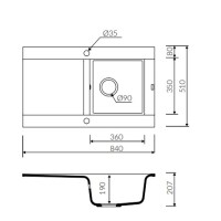 Marmorin VOGA II 840 Metalik Siyah P_Z_097_11_0840_c6ec12 Granit Evye 1 Gözlü Damlalıklı - 4