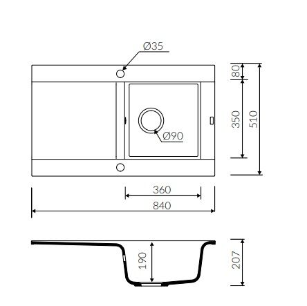 Marmorin VOGA II 840 Metalik Siyah P_Z_097_11_0840_c6ec12 Granit Evye 1 Gözlü Damlalıklı - 4