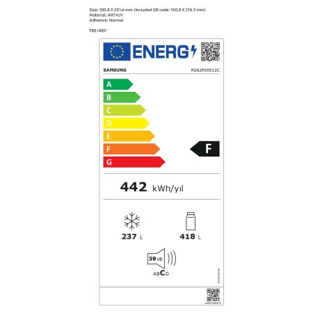 Samsung RS62R50012C/TR Gardırop Tipi (2 Kapılı) No-Frost Siyah Cam Buzdolabı - 6