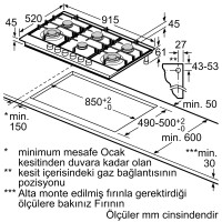 SIEMENS EC9A5TB90 90 cm Gazlı Ankastre Çelik Ocak - 8