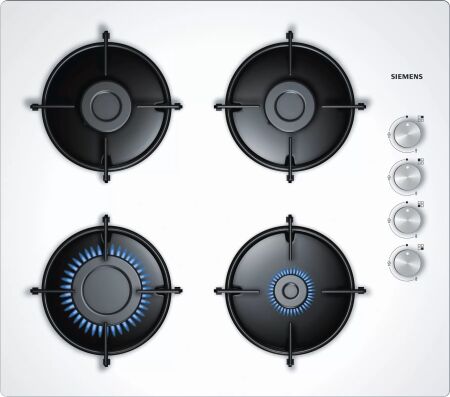 SIEMENS EO6C2PB11O Beyaz Cam Ankastre Gazlı Ocak - 1
