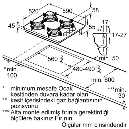 SIEMENS EO6C2PB11O Beyaz Cam Ankastre Gazlı Ocak - 7