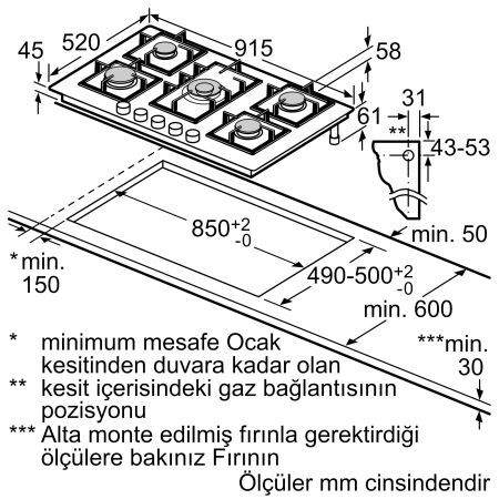 SIEMENS EP9A6QB90 Ankastre Siyah Cam 90 Cm Gazlı Ocak - 9