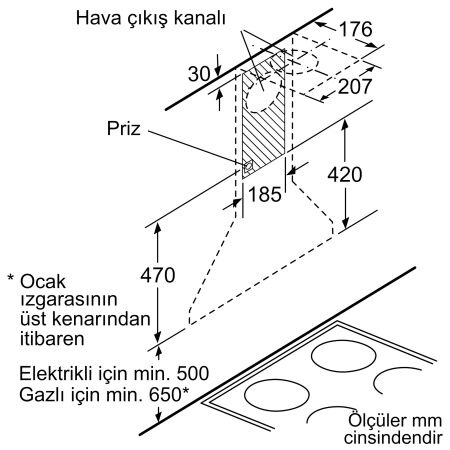 SIEMENS LC64PCC20T 60 cm Beyaz Davlumbaz - 10