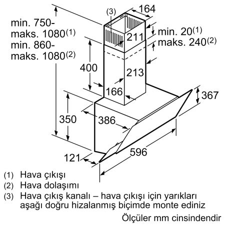 Siemens LC65KAJ60T iQ300 60 cm Eğimli Siyah Davlumbaz - 8