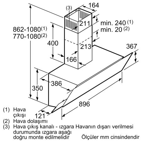 Siemens LC95KA270T 90 cm Eğimli Beyaz Cam Davlumbaz - 7