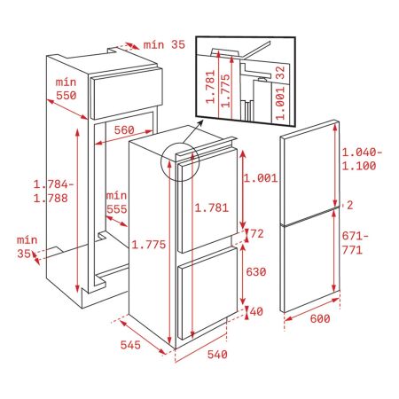 TEKA CI3 350 NF Ankastre Kombi Buzdolabı - 2