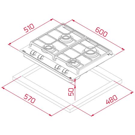 TEKA GZC 64300 XBN 60 cm Seramik Cam Siyah Ankastre Gazlı Ocak - 10