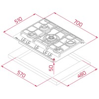 TEKA GZC 75330 XBC BK (E4) 70 cm Kristal Cam Siyah Ankastre Gazlı Ocak - 10