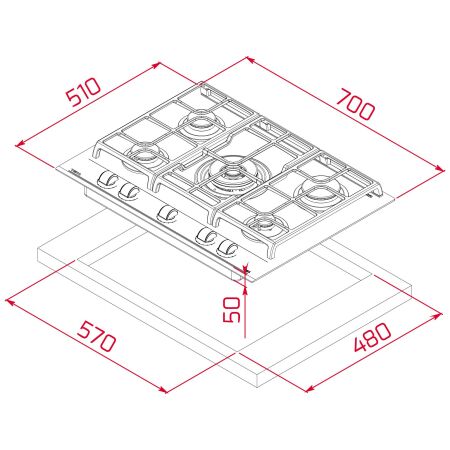 TEKA GZC 75330 XBC BK (E4) 70 cm Kristal Cam Siyah Ankastre Gazlı Ocak - 10