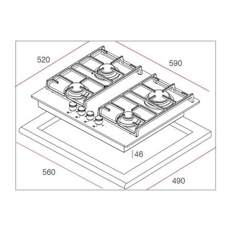 TEKA HAL 60 4G AI AL 60 cm Kristal Cam Siyah Ankastre Gazlı Ocak - 3