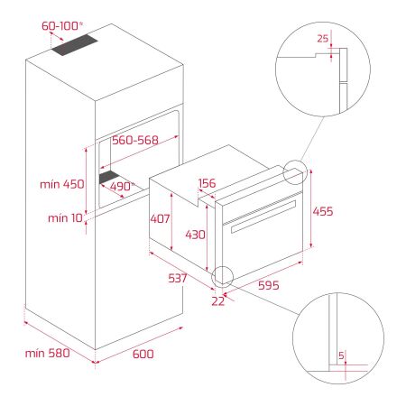 TEKA HLC 8400 LB 45 lt. Taba Ankastre Fırın - 9