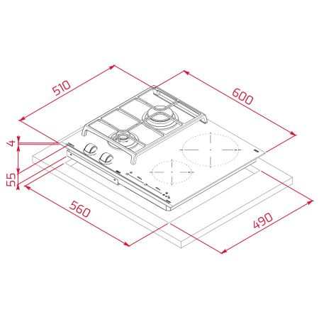 TEKA JZC 64322 ABC 60 cm 2 İndüksiyon & 2 Gazlı Hibrit siyah Ankastre Ocak - 11